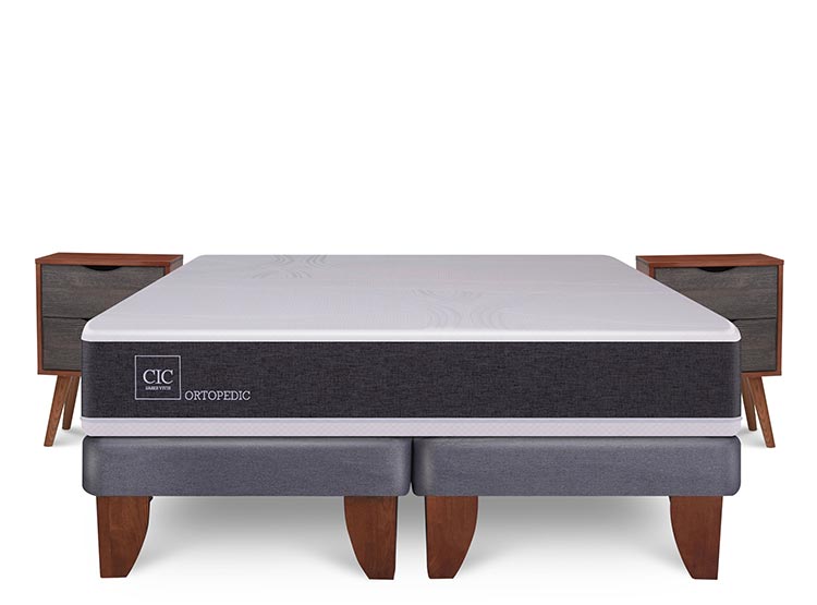 JUEGO DE DORMITORIO CIC CAMA EUROPEA ORTOPEDIC BD 2 PLAZAS + VELADORES NIGER - 1
