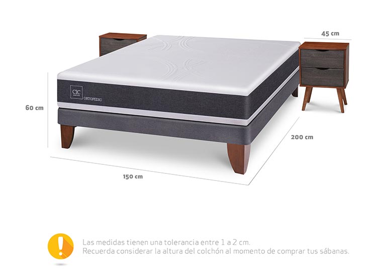 JUEGO DE DORMITORIO CIC CAMA EUROPEA ORTOPEDIC BN 2 PLAZAS + VELADORES NIGER - 3