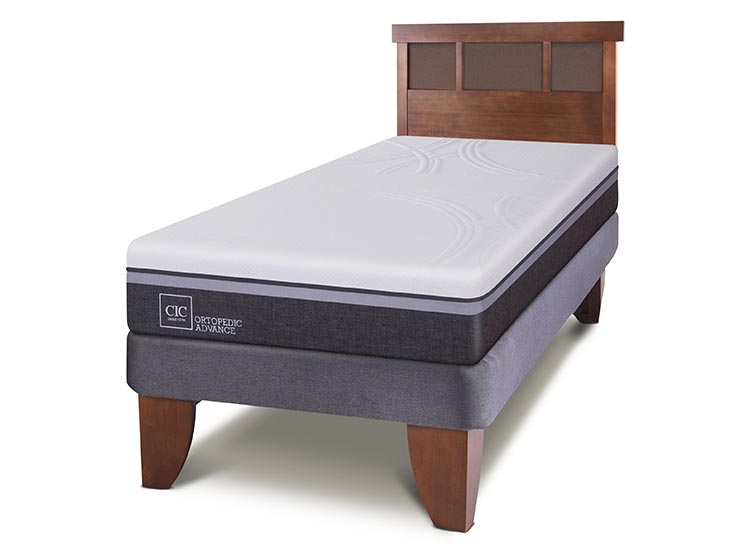 JUEGO DE DORMITORIO CIC CAMA EUROPEA ORTOPEDIC ADVANCE 1.5 PLAZAS + RESPALDO DUBLIN CARAMELO - 2