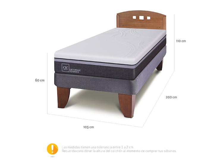 JUEGO DE DORMITORIO CIC CAMA EUROPEA ORTOPEDIC ADVANCE 1.5 PLAZAS + RESPALDO GALES - 3