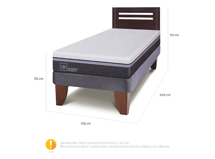 JUEGO DE DORMITORIO CIC CAMA EUROPEA ORTOPEDIC ADVANCE 1.5 PLAZAS + RESPALDO MUNICH - 3
