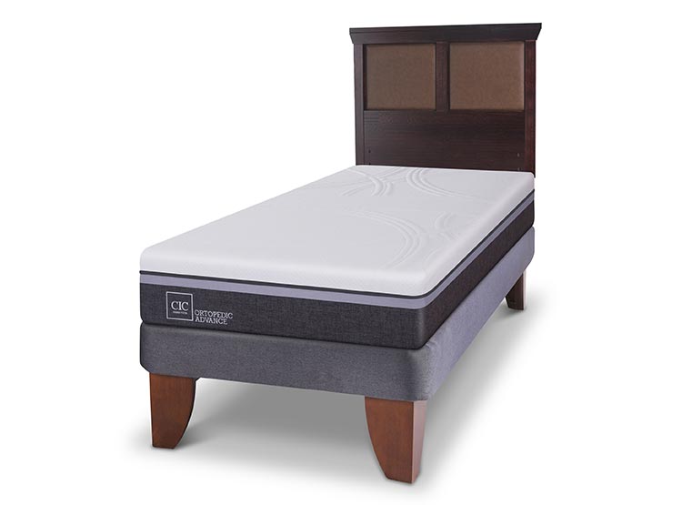 JUEGO DE DORMITORIO CIC CAMA EUROPEA ORTOPEDIC ADVANCE 1.5 PLAZAS + RESPALDO TORINO CHOCOLATE - 2