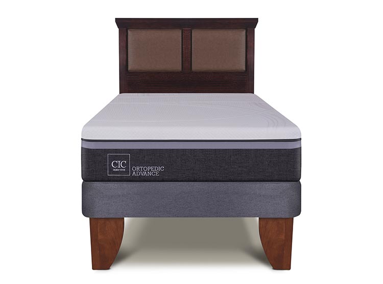JUEGO DE DORMITORIO CIC CAMA EUROPEA ORTOPEDIC ADVANCE 1.5 PLAZAS + RESPALDO TORINO CHOCOLATE - 1