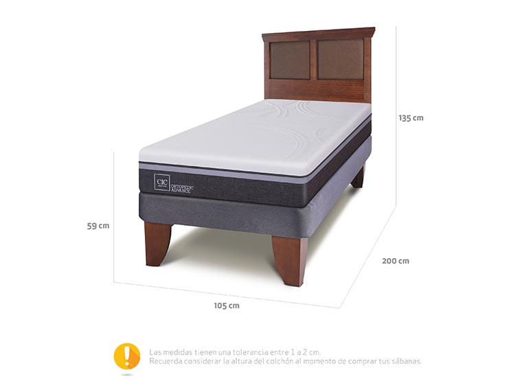 JUEGO DE DORMITORIO CIC CAMA EUROPEA ORTOPEDIC ADVANCE 1.5 PLAZAS + RESPALDO TORINO - 3