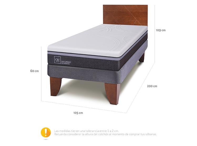 JUEGO DE DORMITORIO CIC CAMA EUROPEA ORTOPEDIC ADVANCE 1.5 PLAZAS + RESPALDO VILLARRICA - 3
