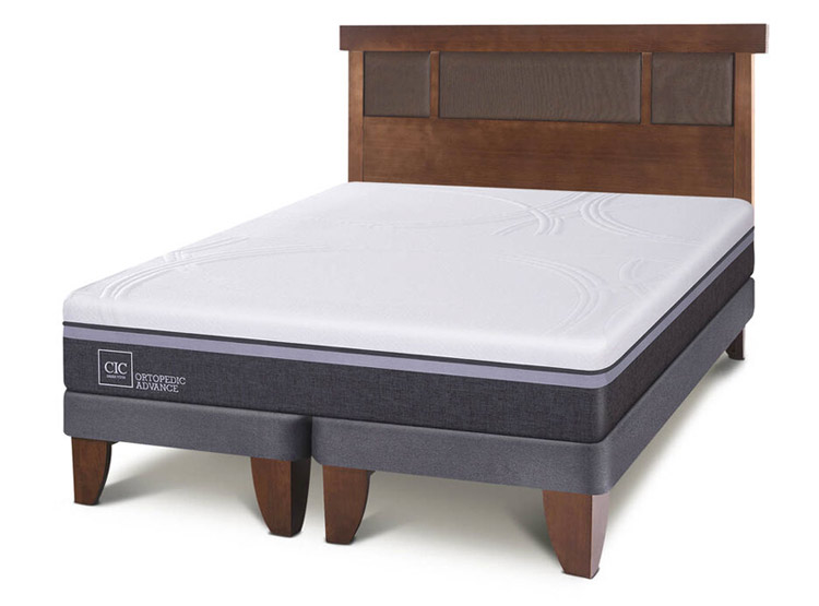 JUEGO DE DORMITORIO CIC CAMA EUROPEA ORTOPEDIC ADVANCE BD 2 PLAZAS + RESPALDO DUBLIN CARAMEL - 2