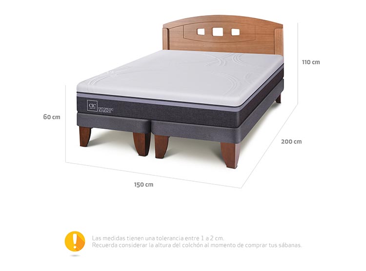 JUEGO DE DORMITORIO CIC CAMA EUROPEA ORTOPEDIC ADVANCE BD 2 PLAZAS + RESPALDO GALES - 3