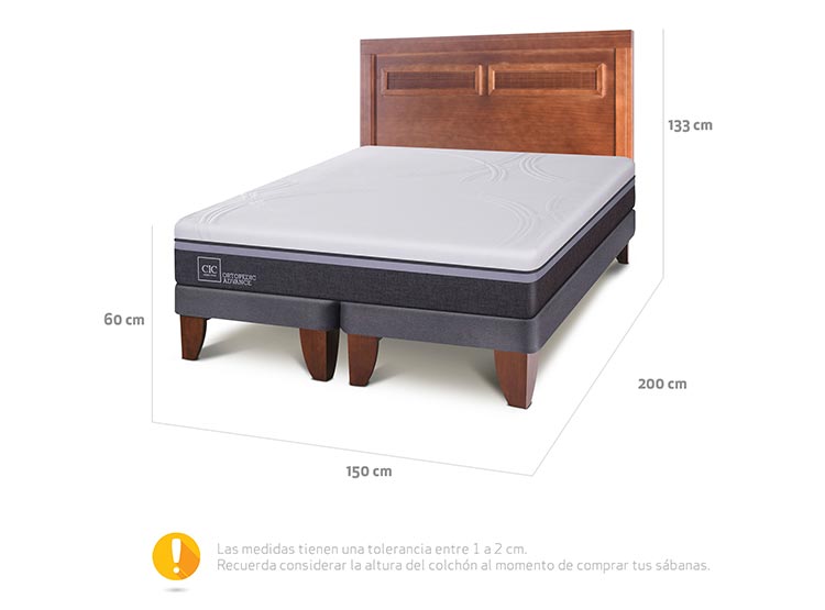 JUEGO DE DORMITORIO CIC CAMA EUROPEA ORTOPEDIC ADVANCE BD 2 PLAZAS + RESPALDO MILAN - 3
