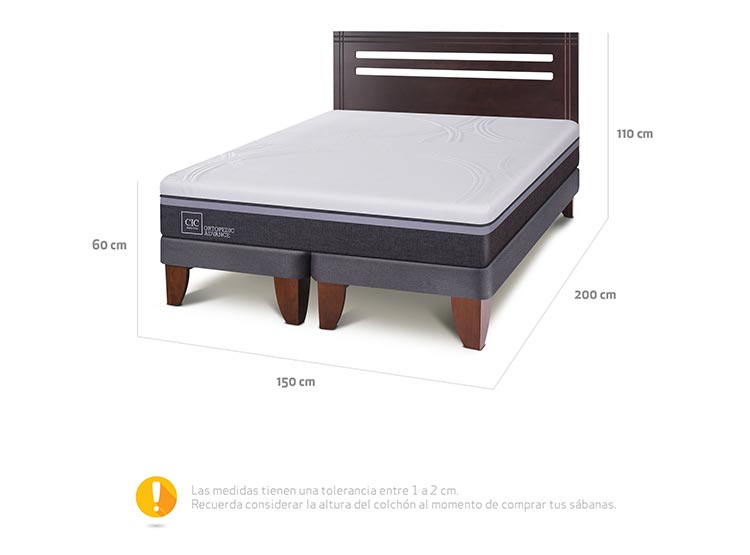 JUEGO DE DORMITORIO CIC CAMA EUROPEA ORTOPEDIC ADVANCE BD 2 PLAZAS + RESPALDO MUNICH - 3