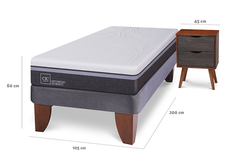 JUEGO DE DORMITORIO CIC CAMA EUROPEA ORTOPEDIC ADVANCE 1.5 PLAZAS + VELADOR NIGER - 3
