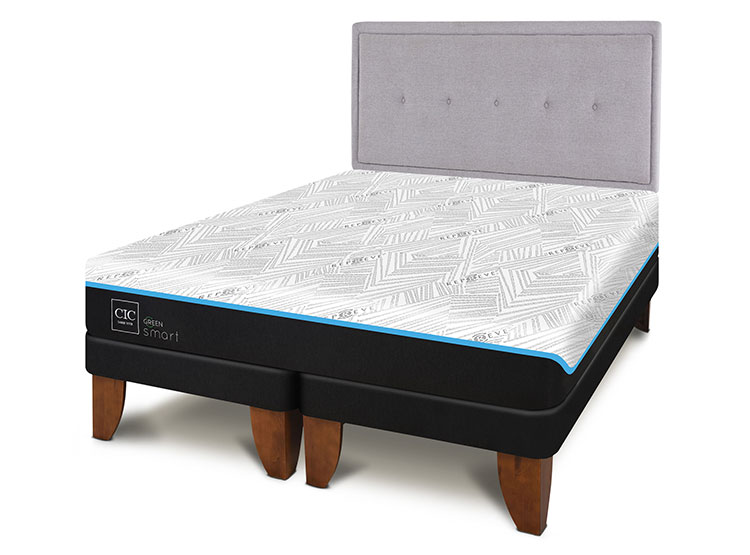 JUEGO DE DORMITORIO CIC CAMA EUROPEA GREEN INFINITY BD 2 PLAZAS + RESPALDO GANGES - 2