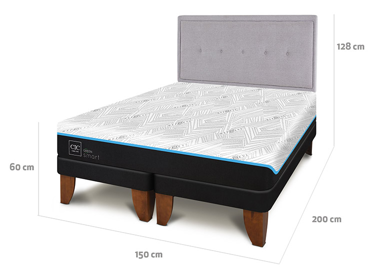 JUEGO DE DORMITORIO CIC CAMA EUROPEA GREEN INFINITY BD 2 PLAZAS + RESPALDO GANGES - 3