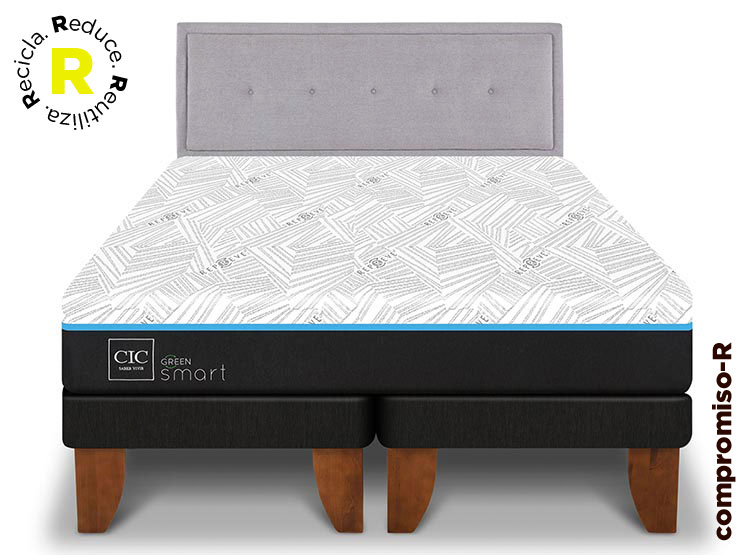 JUEGO DE DORMITORIO CIC CAMA EUROPEA GREEN INFINITY BD 2 PLAZAS + RESPALDO GANGES - 1