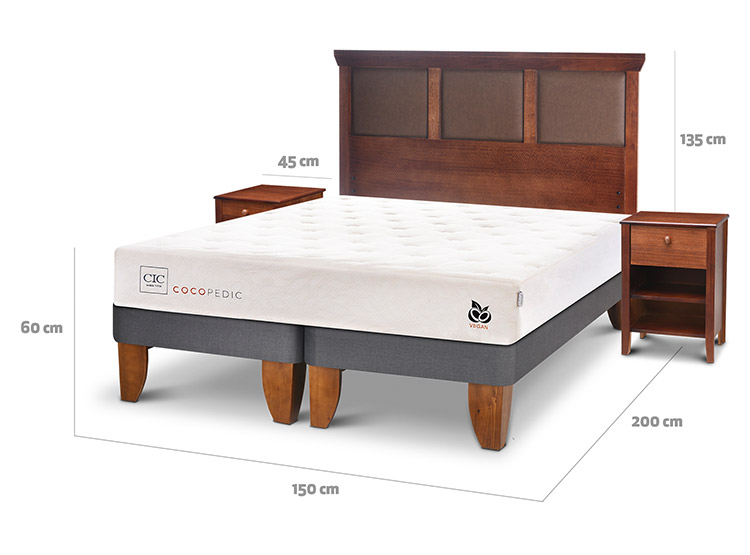 JUEGO DE DORMITORIO CIC CAMA EUROPEA COCOPEDIC BD 2 PLAZAS + SET NEW TORINO - 3