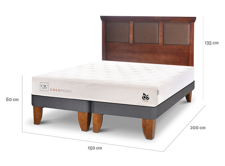 JUEGO DE DORMITORIO CIC CAMA EUROPEA COCOPEDIC BD 2 PLAZAS + RESPALDO NEW TORINO CARAMEL - 3