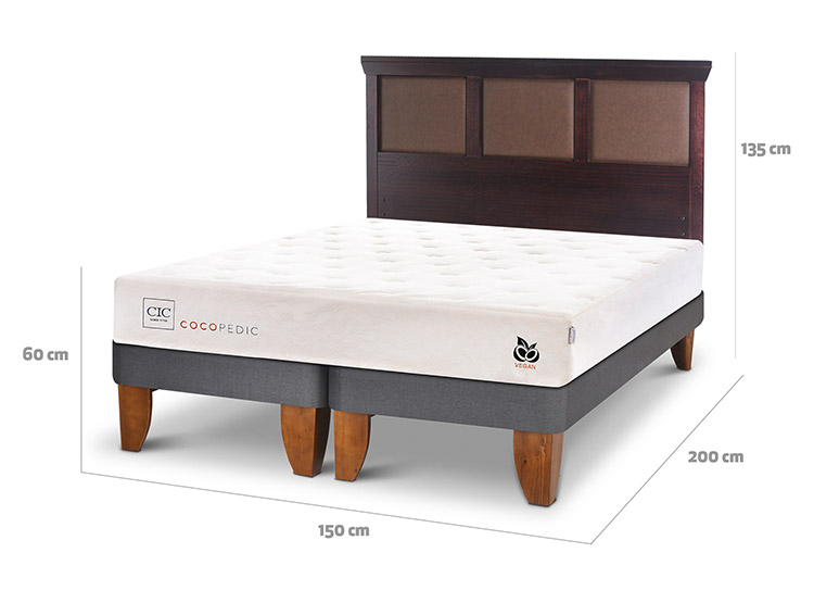 JUEGO DE DORMITORIO CIC CAMA EUROPEA COCOPEDIC BD 2 PLAZAS + RESPALDO NEW TORINO CHOCOLATE - 3