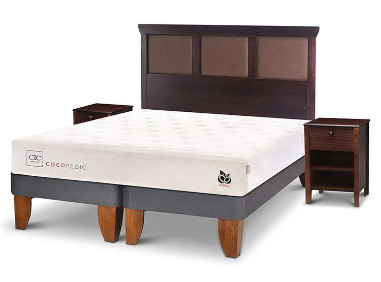 JUEGO DE DORMITORIO CIC CAMA EUROPEA COCOPEDIC BD 2 PLAZAS + SET NEW TORINO CHOCOLATE - 2