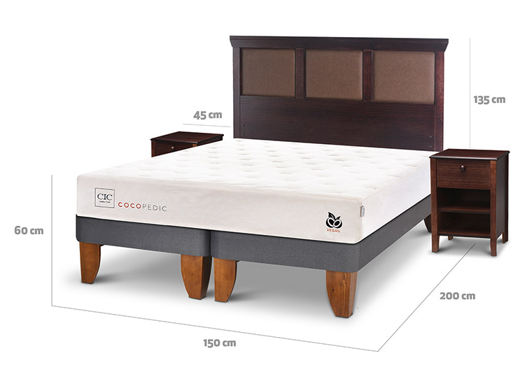 JUEGO DE DORMITORIO CIC CAMA EUROPEA COCOPEDIC BD 2 PLAZAS + SET NEW TORINO CHOCOLATE - 3