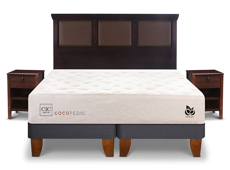 JUEGO DE DORMITORIO CIC CAMA EUROPEA COCOPEDIC BD 2 PLAZAS + SET NEW TORINO CHOCOLATE - 1