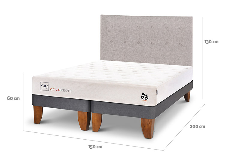 JUEGO DE DORMITORIO CIC CAMA EUROPEA COCOPEDIC BD 2 PLAZAS + RESPALDO TIGRIS - 3