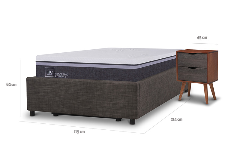 JUEGO DE DORMITORIO CIC CAMA BOX ORTOPEDIC ADVANCE SPACE 1.5 PLAZAS + SET NIGER - 3