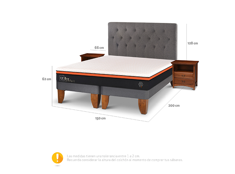 JUEGO DE DORMITORIO CIC CAMA EUROPEA BEE COMFORT BD 2 PLAZAS + SET KAVERY - 3
