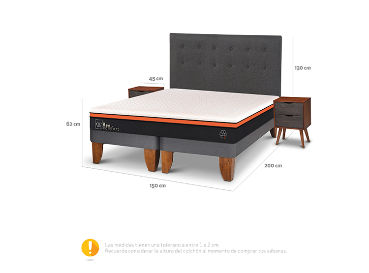JUEGO DE DORMITORIO CIC CAMA EUROPEA BEE COMFORT BD 2 PLAZAS + SET EUFRATES - 3