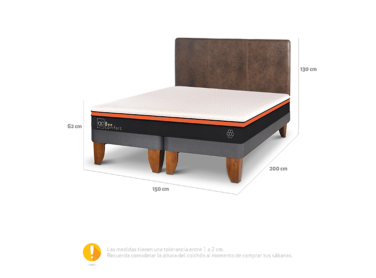 JUEGO DE DORMITORIO CIC CAMA EUROPEA BEE COMFORT BD 2 PLAZAS + RESPALDO BAKER - 3