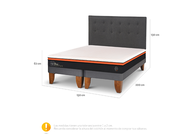 JUEGO DE DORMITORIO CIC CAMA EUROPEA BEE COMFORT BD 2 PLAZAS + RESPALDO EUFRATES - 3