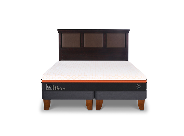 JUEGO DE DORMITORIO CIC CAMA EUROPEA BEE COMFORT BD 2 PLAZAS + RESPALDO NEW TORINO CHOC - 1