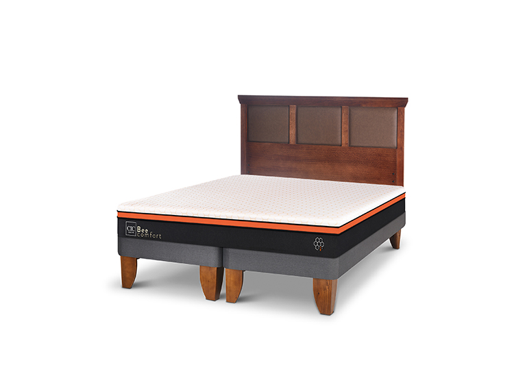 JUEGO DE DORMITORIO CIC CAMA EUROPEA BEE COMFORT BD 2 PLAZAS + RESPALDO NEW TORINO CARAMEL - 2