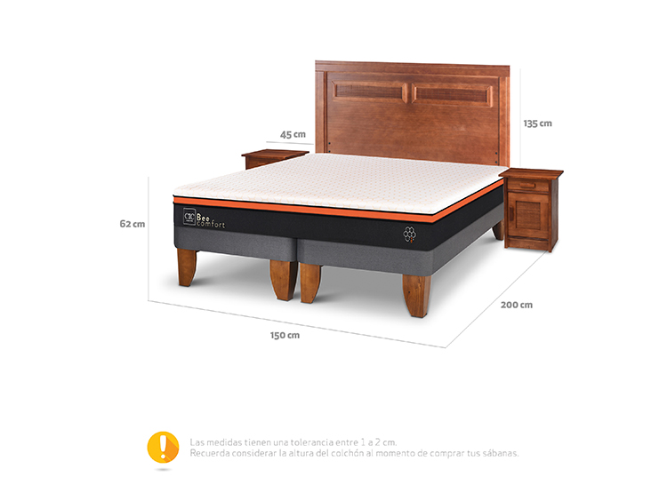 JUEGO DE DORMITORIO CIC CAMA EUROPEA BEE COMFORT BD 2 PLAZAS + SET MILAN - 3