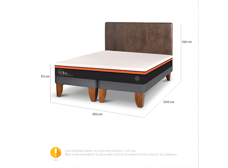 JUEGO DE DORMITORIO CIC CAMA EUROPEA BEE COMFORT KING + RESPALDO BAKER - 3