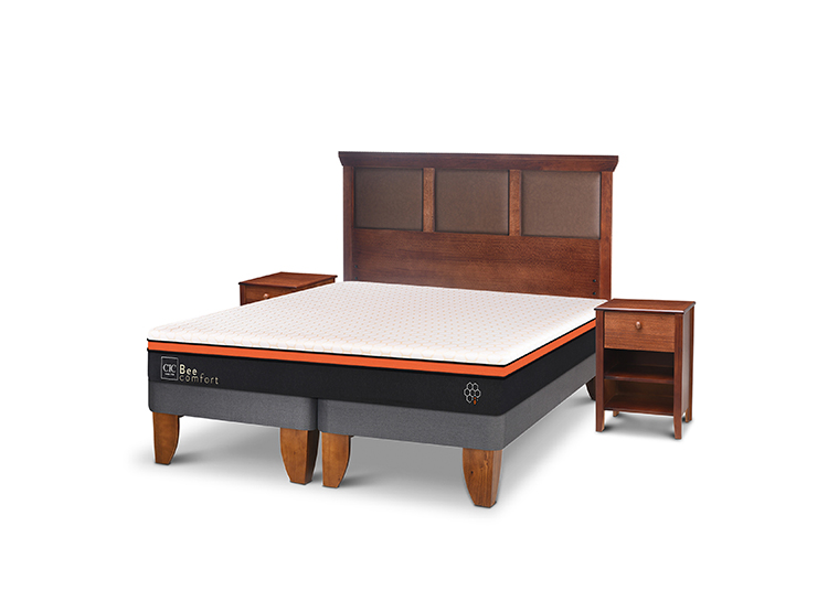 JUEGO DE DORMITORIO CIC CAMA EUROPEA BEE COMFORT KING + SET NEW TORINO CARAMEL - 2