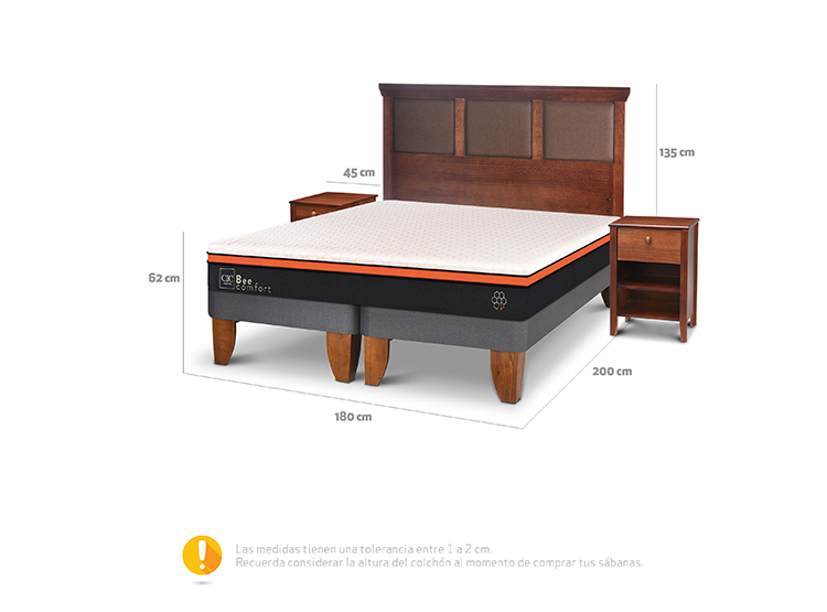 JUEGO DE DORMITORIO CIC CAMA EUROPEA BEE COMFORT KING + SET NEW TORINO CARAMEL - 3