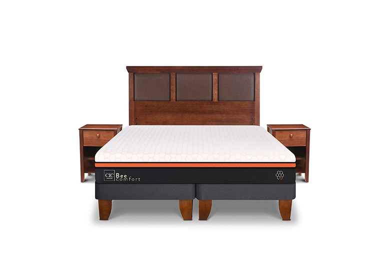 JUEGO DE DORMITORIO CIC CAMA EUROPEA BEE COMFORT KING + SET NEW TORINO CARAMEL - 1