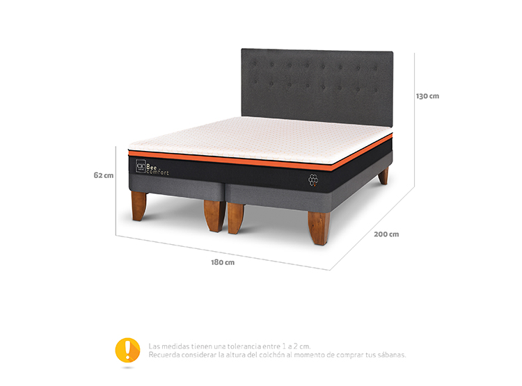JUEGO DE DORMITORIO CIC CAMA EUROPEA BEE COMFORT KING + RESPALDO EUFRATES - 3