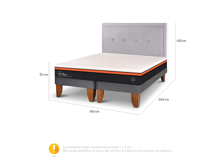 JUEGO DE DORMITORIO CIC CAMA EUROPEA BEE COMFORT KING + RESPALDO GANGES - 3