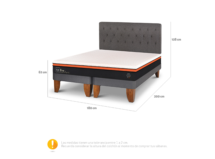 JUEGO DE DORMITORIO CIC CAMA EUROPEA BEE COMFORT KING + RESPALDO KAVERY - 3