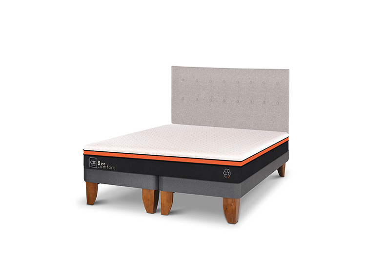 JUEGO DE DORMITORIO CIC CAMA EUROPEA BEE COMFORT KING + RESPALDO TIGRIS - 2