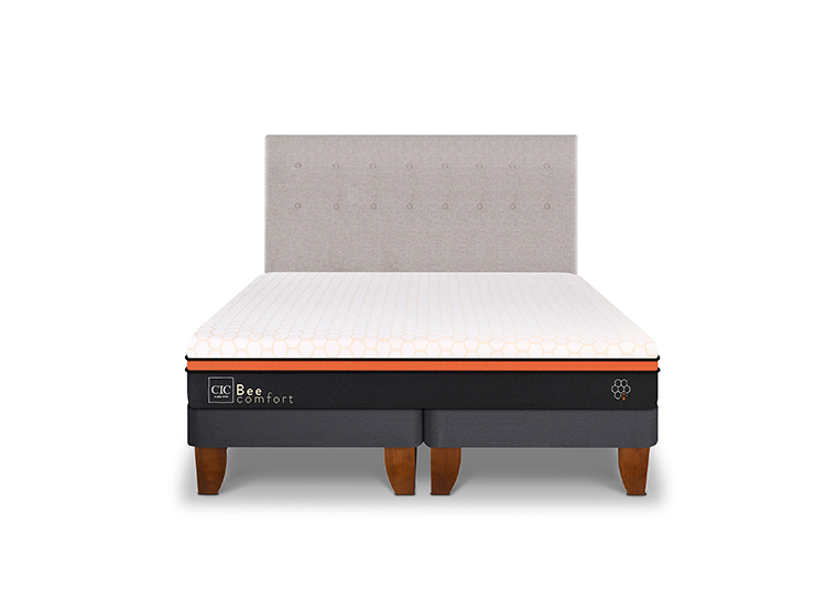 JUEGO DE DORMITORIO CIC CAMA EUROPEA BEE COMFORT KING + RESPALDO TIGRIS - 1