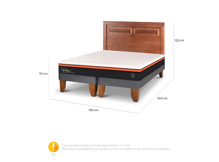 JUEGO DE DORMITORIO CIC CAMA EUROPEA BEE COMFORT KING + RESPALDO MILÁN - 3