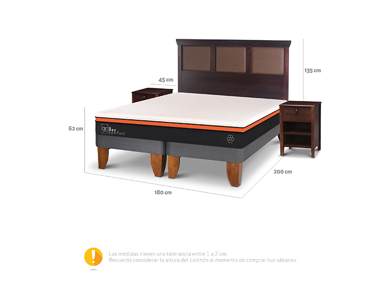 JUEGO DE DORMITORIO CIC CAMA EUROPEA BEE COMFORT KING + SET NEW TORINO CHOC - 3