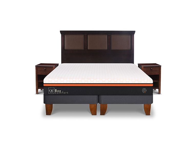 JUEGO DE DORMITORIO CIC CAMA EUROPEA BEE COMFORT KING + SET NEW TORINO CHOC - 1