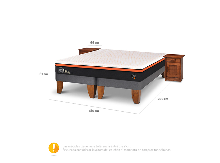 JUEGO DE DORMITORIO CIC CAMA EUROPEA BEE COMFORT KING + VELADORES MILAN - 3