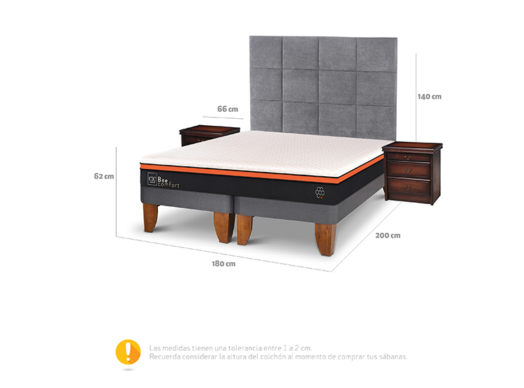 JUEGO DE DORMITORIO CIC CAMA EUROPEA BEE COMFORT KING + SET TAMESIS - 3