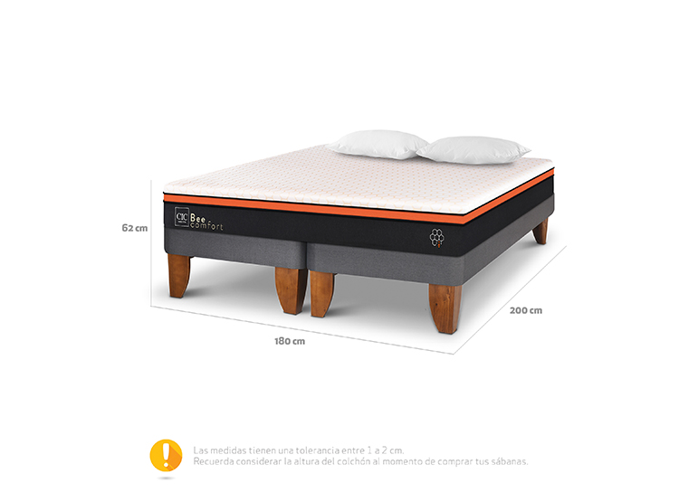JUEGO DE DORMITORIO CIC CAMA EUROPEA BEE COMFORT KING + ALMOHADAS - 3