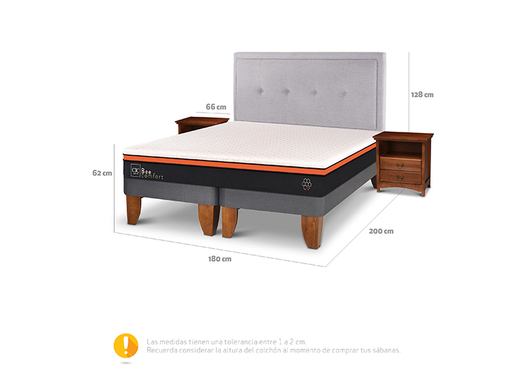 JUEGO DE DORMITORIO CIC CAMA EUROPEA BEE COMFORT KING + SET GANGES - 3