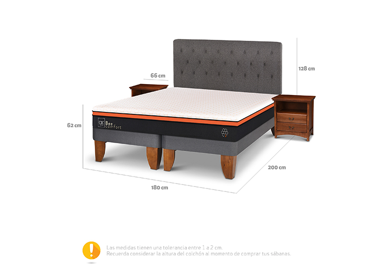 JUEGO DE DORMITORIO CIC CAMA EUROPEA BEE COMFORT KING + SET KAVERY - 3