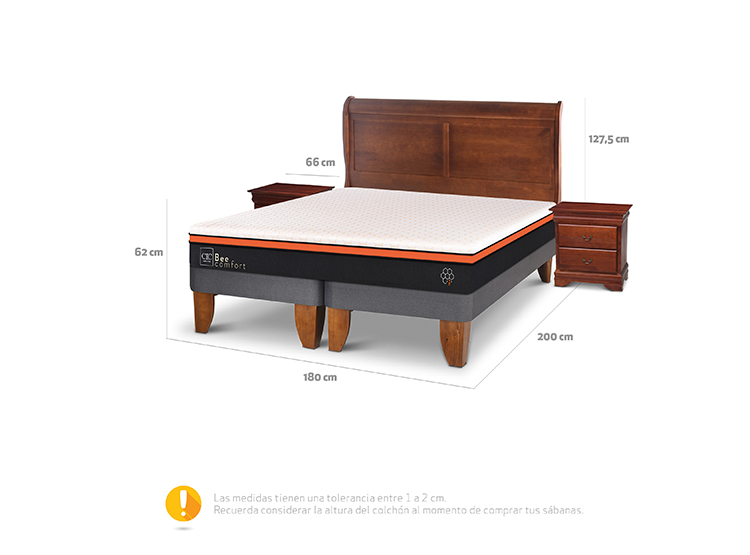 JUEGO DE DORMITORIO CIC CAMA EUROPEA BEE COMFORT KING + SET MIRO - 3